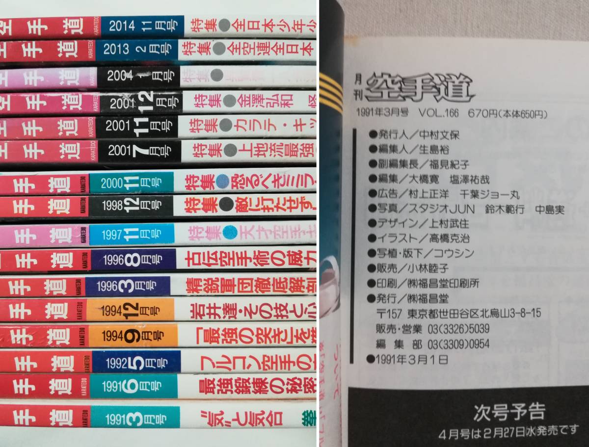 Ｄい 月刊 空手道 まとめて16冊 不揃い 福昌堂 1991・1992・1994・1996～1998・2000・2001・2004・2013・2014年 極真 円心 沖縄 大会の画像8