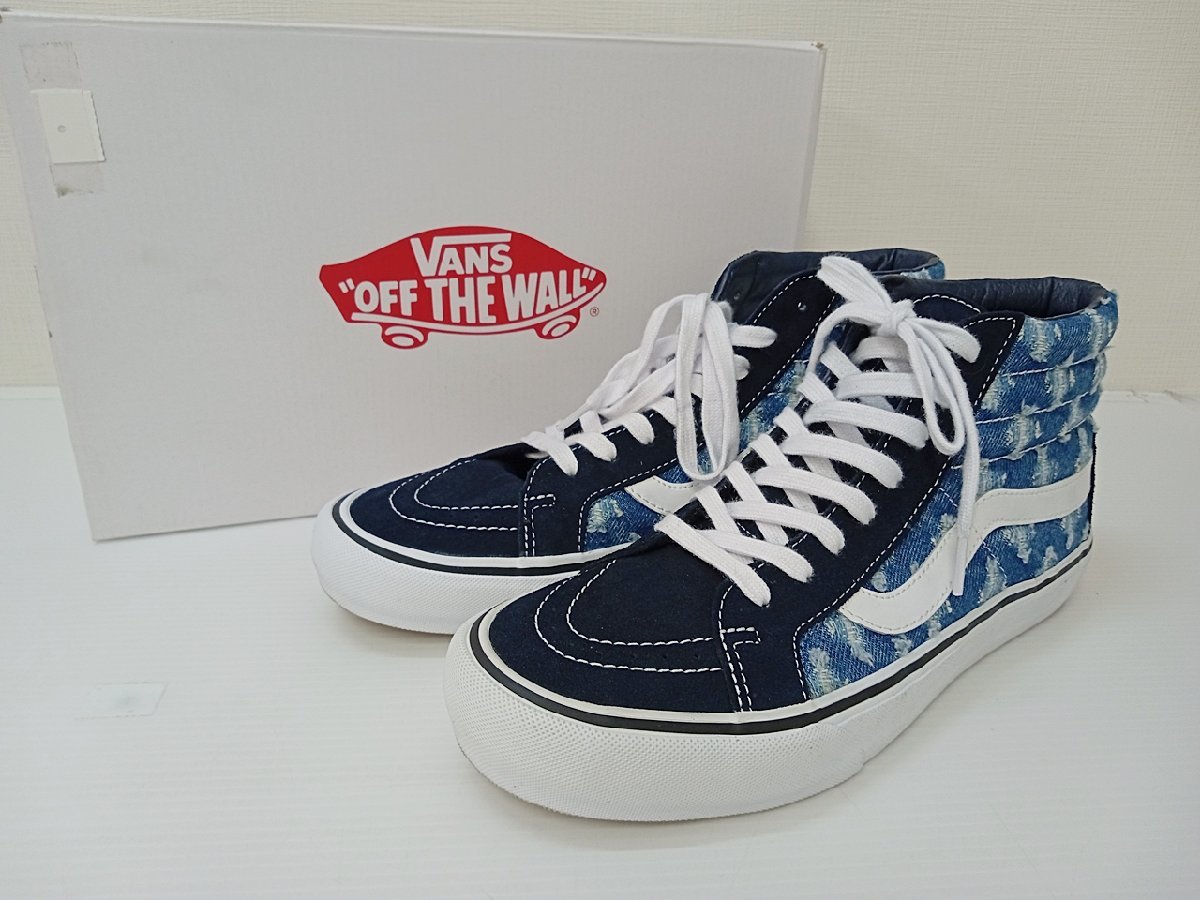 [16A-58-076-1] Supreme×VANS シュプリーム バンズ Sk8-Hi Hole Punch Denim Blue VN0A38Z32DD サイズ28.5cm デニム ブルー_画像1