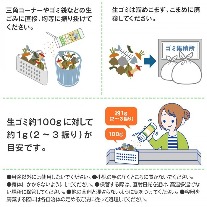 生ゴミ消臭 ぶっかけバイオ 虫よけ剤入 ゴミ箱 脱臭 悪臭 キッチン 台所 三角コーナー ゴミ袋 生ゴミ 虫よけ ハエ コバエ_画像7