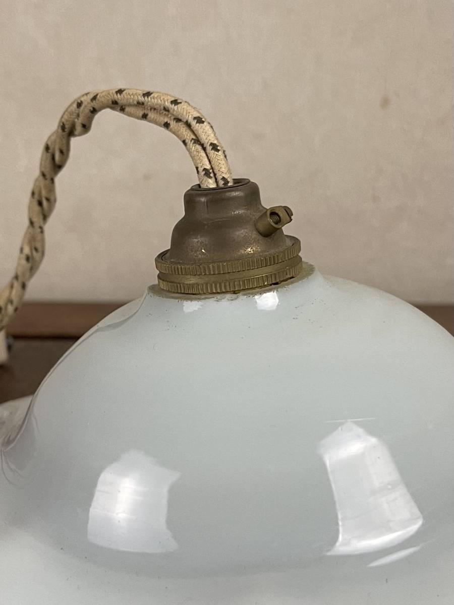 昭和レトロ 気泡 ガラスシェード ランプシェード 電傘 電笠 乳白ガラス