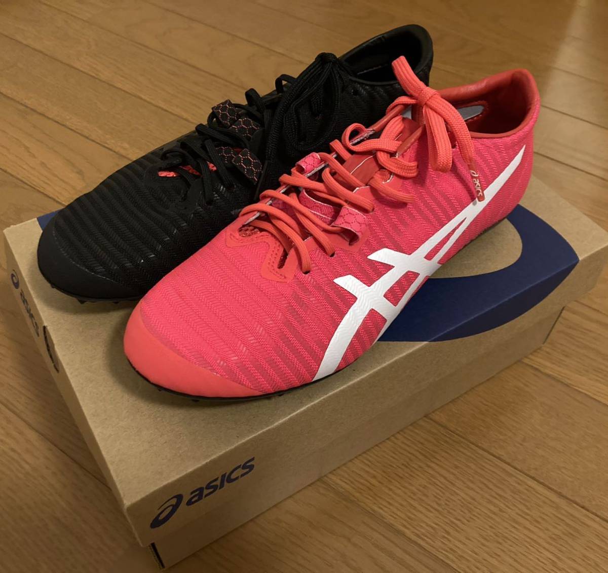 新品未使用 asics 25.5cm ジェットスプリント 2 JET SPRINT 2 アシックス 短距離 100 200 400 陸上競技 左右非対称カラー ピンク ブラック