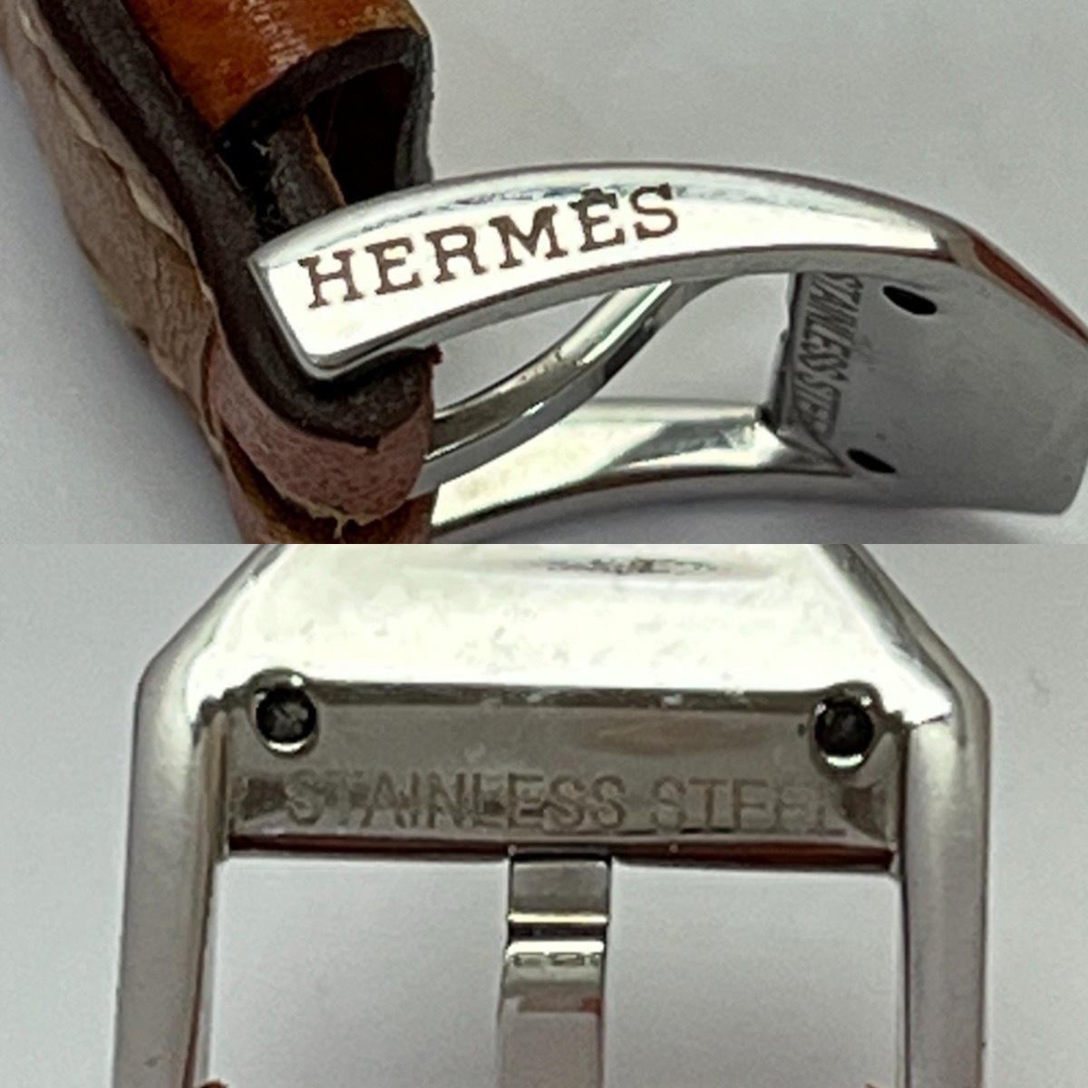 送料込み　稼働品　HERMES　エルメス　腕時計　ケリー２　KT1.210　クオーツ　ステンレススチール　ブラウンレザー　□Ｊ　消費税込み_画像7
