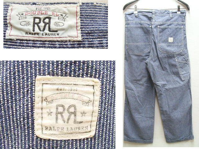 ◇即決[W32]RRL 初期 90年代 白タグ 一ツ星 日本製 ピンヒッコリー ストライプ ペインターパンツ デニム PP-RS-IM-4345■4371