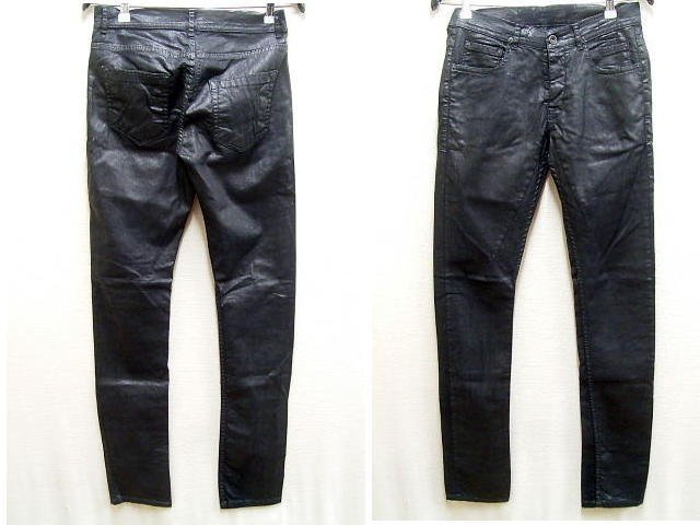 ◇即決[W29]Rick DARK SHADOW BLACK SCRUB 15SS DETROIT CUT コーティング スキニー スリム ダークシャドウ リックオウエンス パンツ■4676_画像1