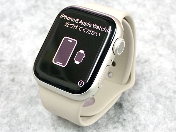 【中古】Apple Watch Series7 GPSモデル 41mm スターライトアルミニウムケース と スターライトスポーツバンド MKMY3J/A(NHB21-1)