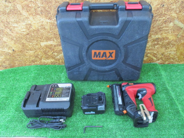△ T838 充電式ピンネイラ MAX マックス TJ-35P2-BC/40A バッテリ×1 充電器 中古品