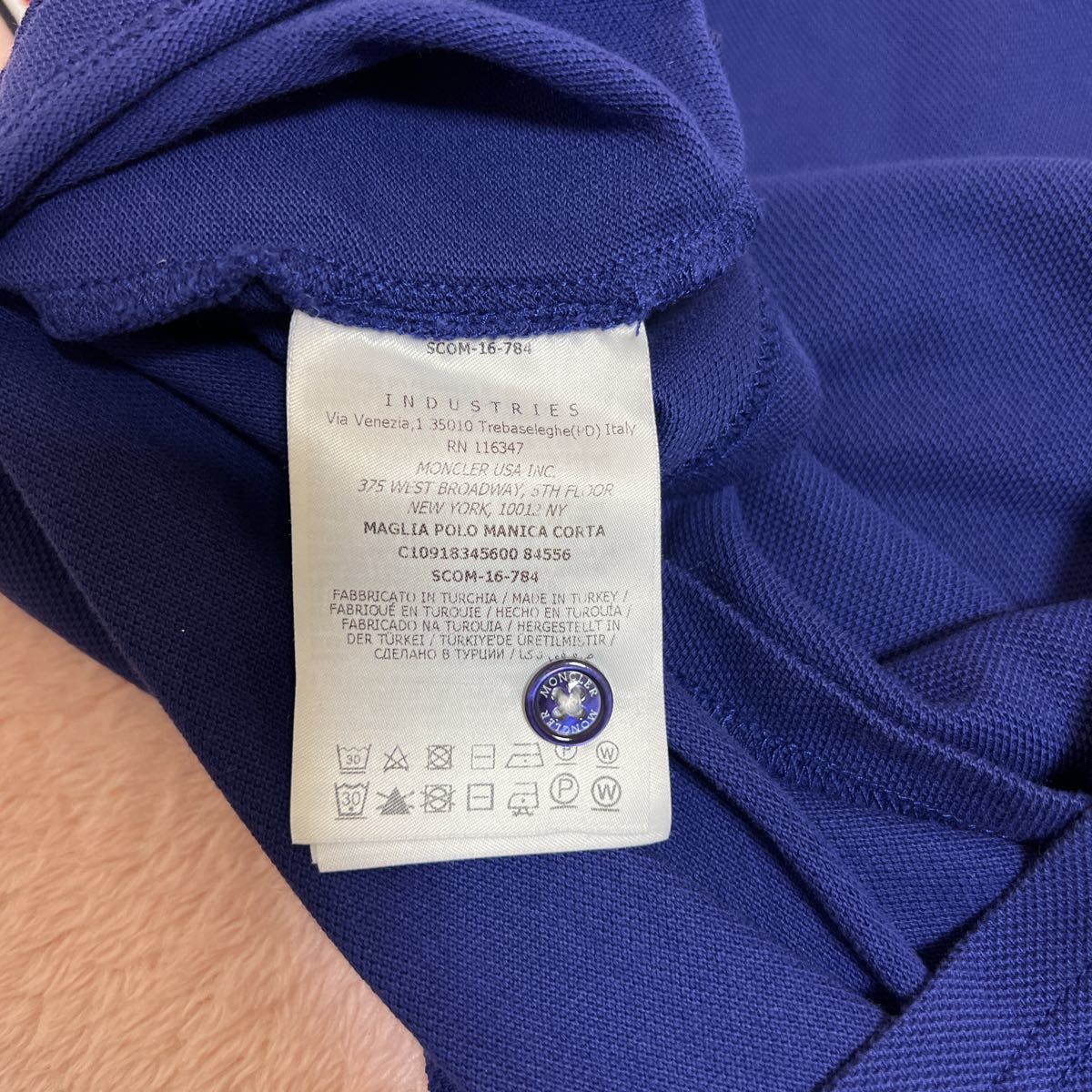 【美品】MONCLER モンクレール トリコロール ポロシャツ size S ブルー 国内正規品_画像6
