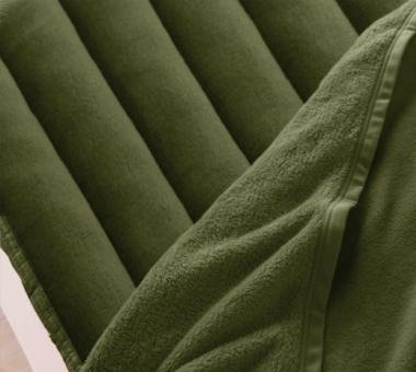 マイクロファイバー 厚い 敷パッド一体型ボックスシーツ の単品(マットレス用) クイーンサイズ 色-オリーブグリーン/ 洗える