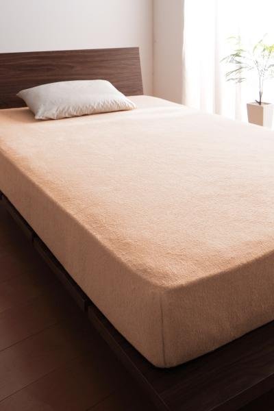 タオル地 ベッド用 ボックスシーツ の同色２枚セット ダブルサイズ 色-さくら/綿100%パイル 洗える