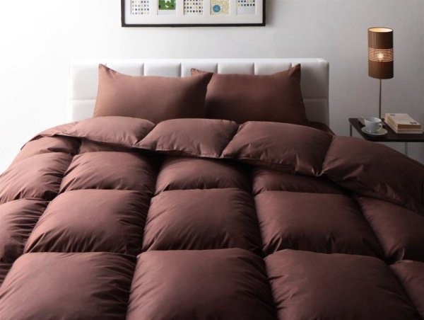 羽根布団セット ベッド用８点 セミダブルサイズ 色-モカブラウン