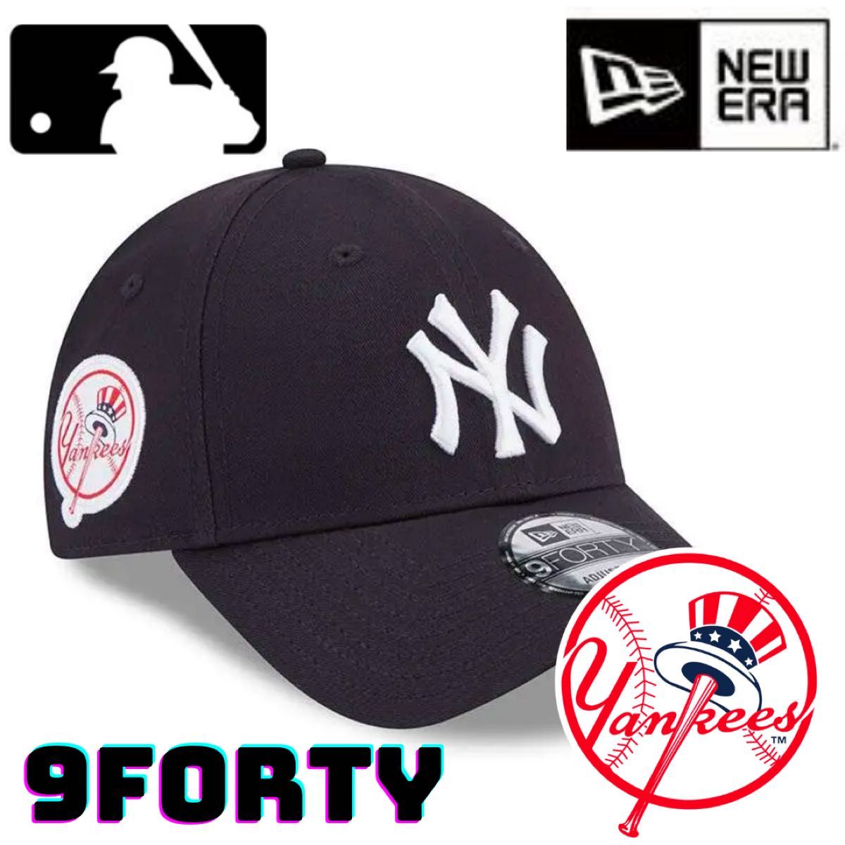 【海外限定】ニューエラ ニューヨークヤンキース 9FORTY サイドロゴ 紺 NEW ERA MLB Yankees navy