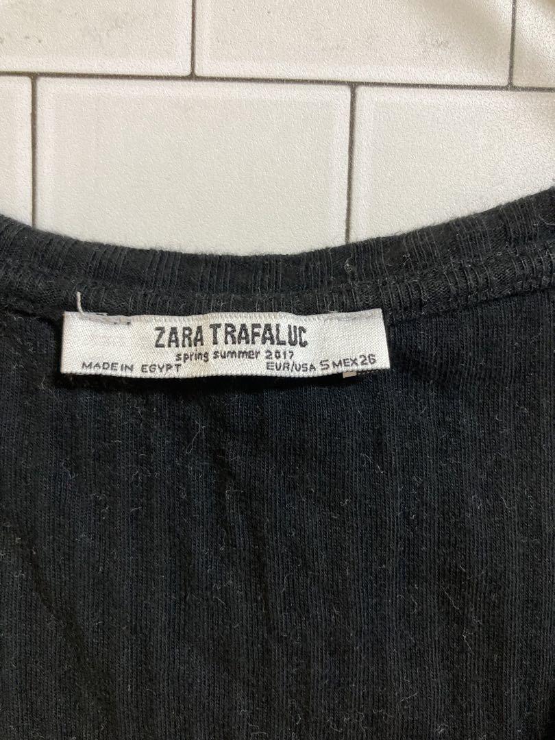 5a954 ZARA TRF ザラ　レディース　袖なし　黒　袖フリル　お洒落