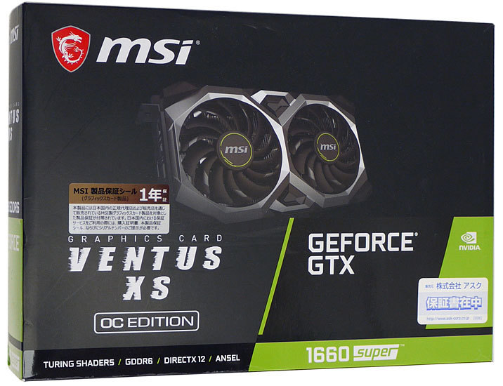 2022新発 VENTUS SUPER 1660 GTX GeForce ☆【中古】MSI製グラボ XS