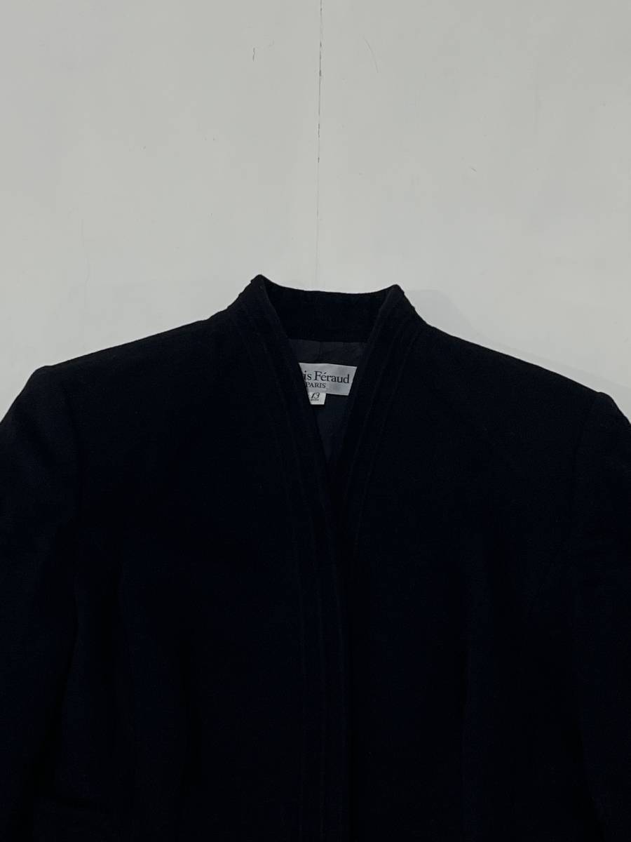 【Louis Feraud】ルイ フェロー アンゴラ ウール スタンドカラー ジャケット 比翼式 日本製 黒 ブラック