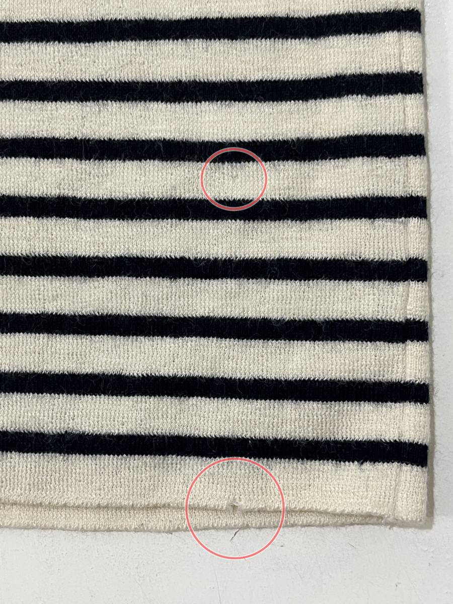 [SAINT JAMES] St. James France made wool cloth border pattern bus k shirt boat neck cut and sewn white black white black 