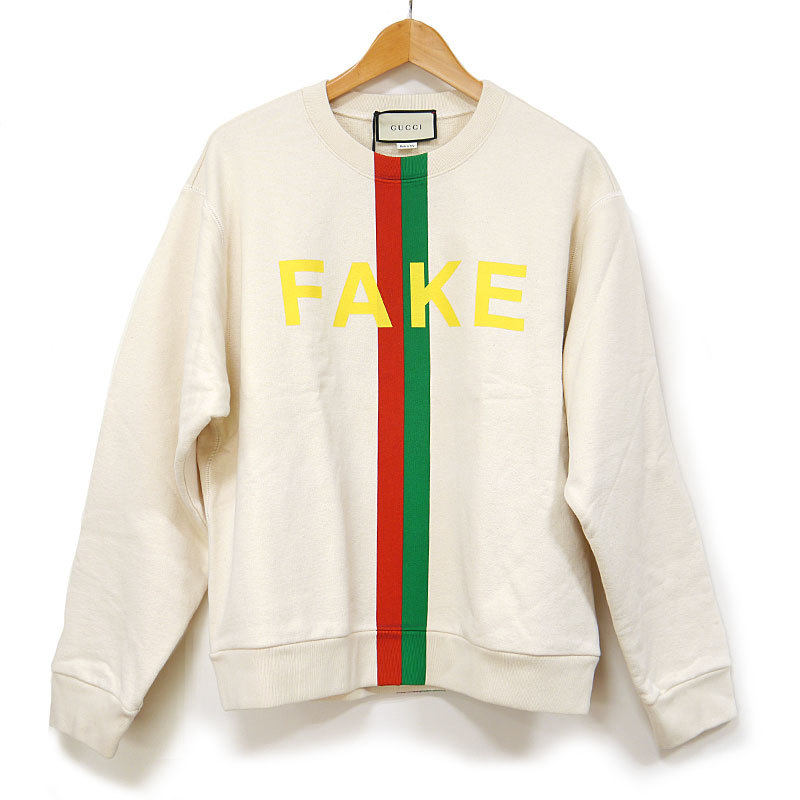 上品なスタイル グッチ GUCCI FAKE NOT トレーナー Sサイズ アイボリー