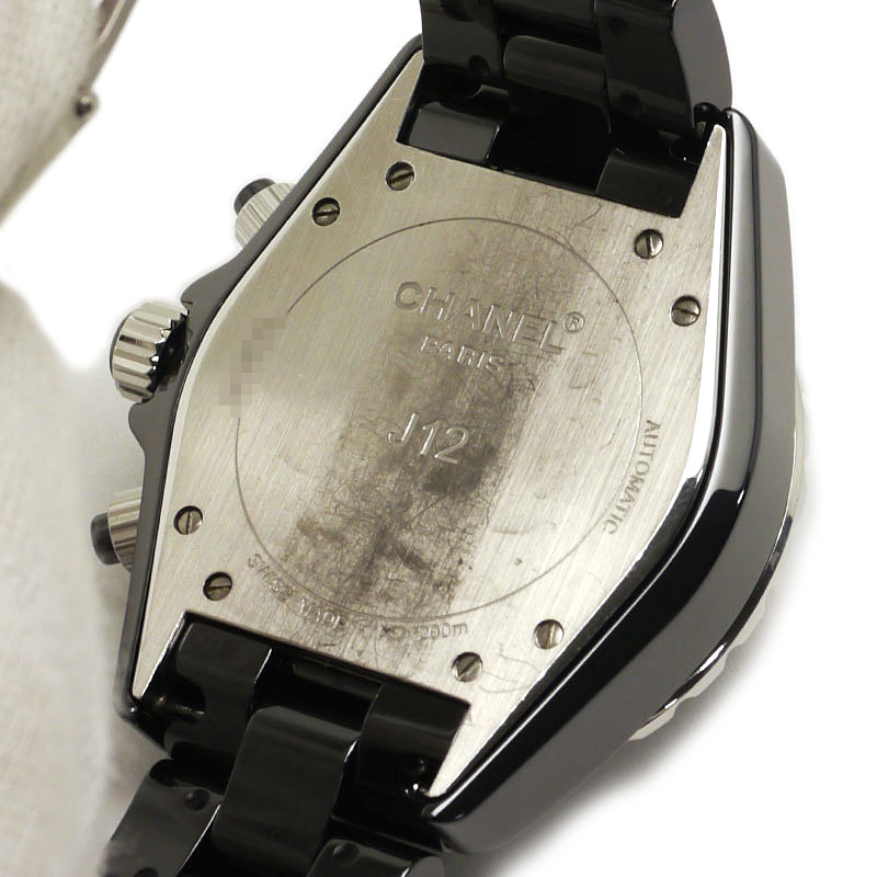 シャネル CHANEL J12クロノグラフ 9Pダイヤモンド H2419 メンズ腕時計 オートマウォッチ セラミック×SS ブラック 保証書付_画像5