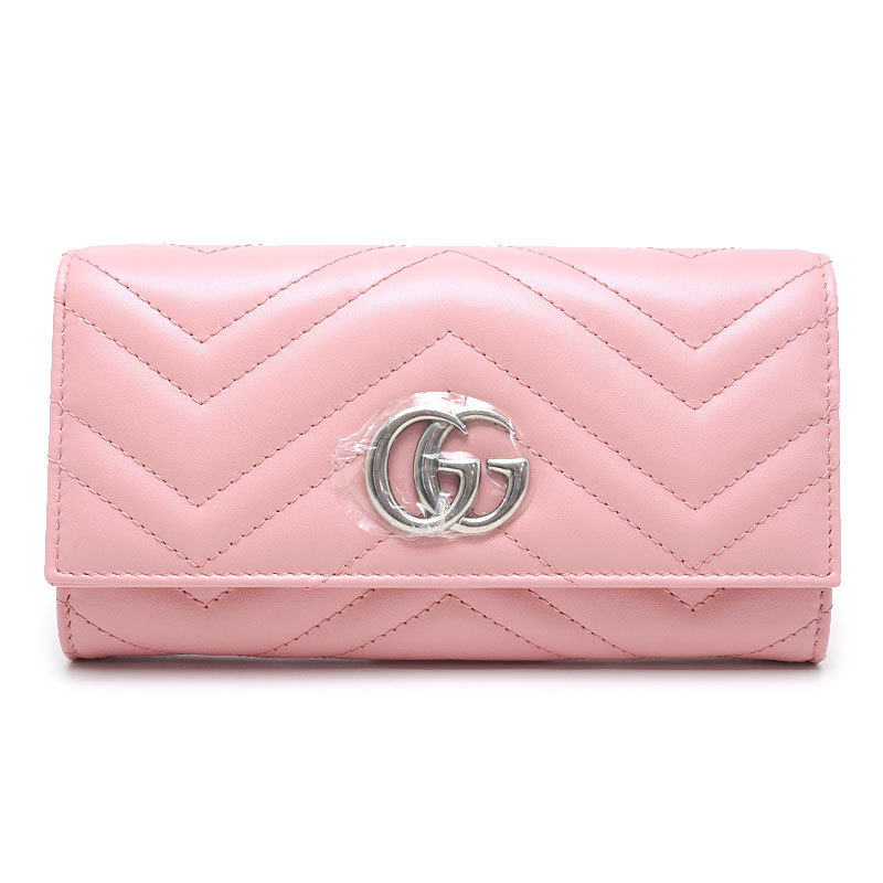 グッチ GUCCI コンチネンタルウォレット 443436 GGマーモント 長財布 ピンク 美品