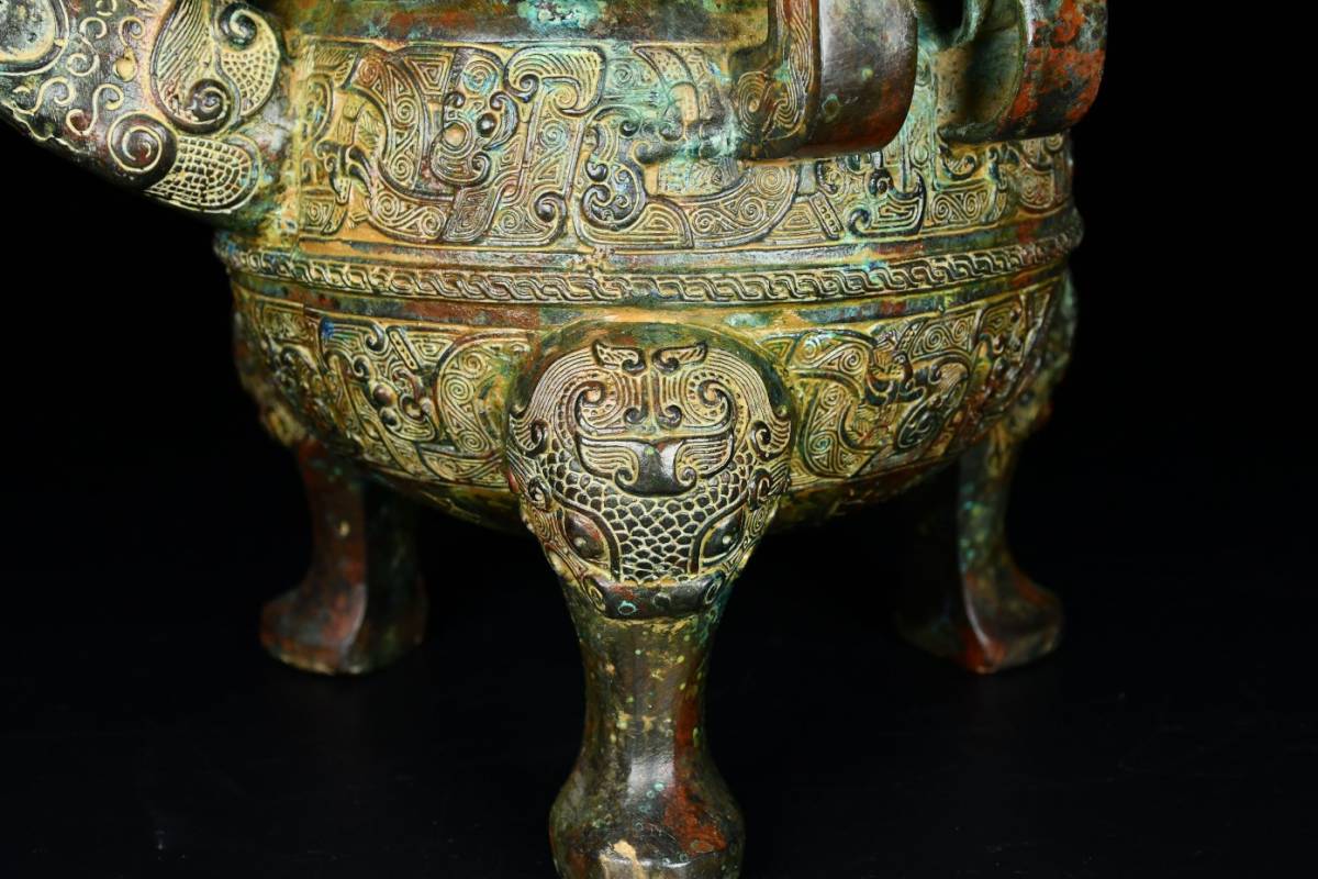 ▽鴻▽館蔵珍品 戦国時代 青銅器 獣嘴蓋鼎 時代物 中国古美術 骨董品