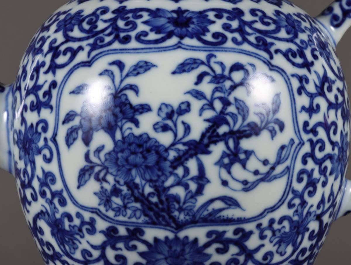 男女兼用 中国古美術 花草文 青花 中皿 染付 清の乾隆時代 清