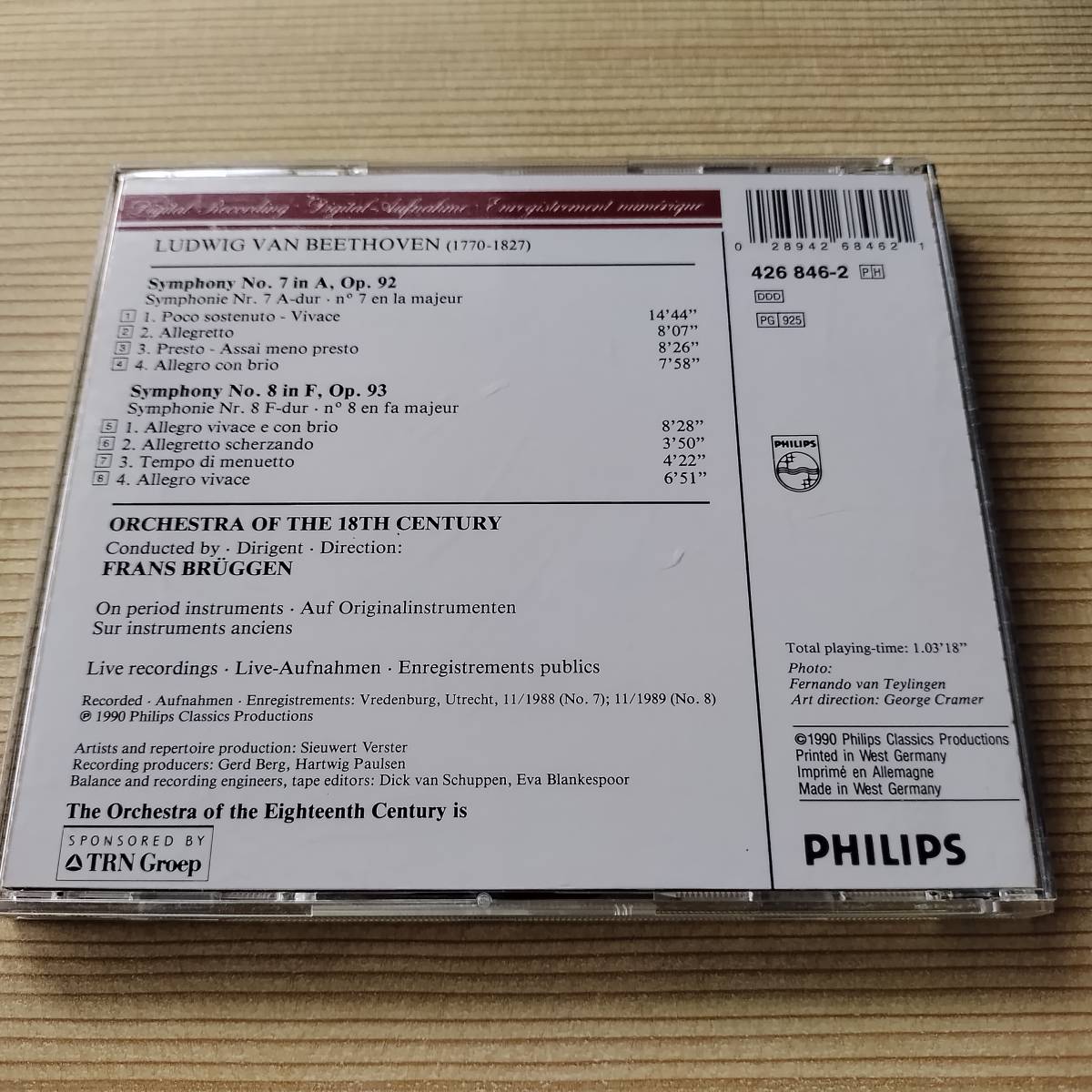 PHILIPS ブリュッヘン：18世紀オーケストラ - ベートーヴェン：交響曲第7・8番　5BB00000E4AX_画像2