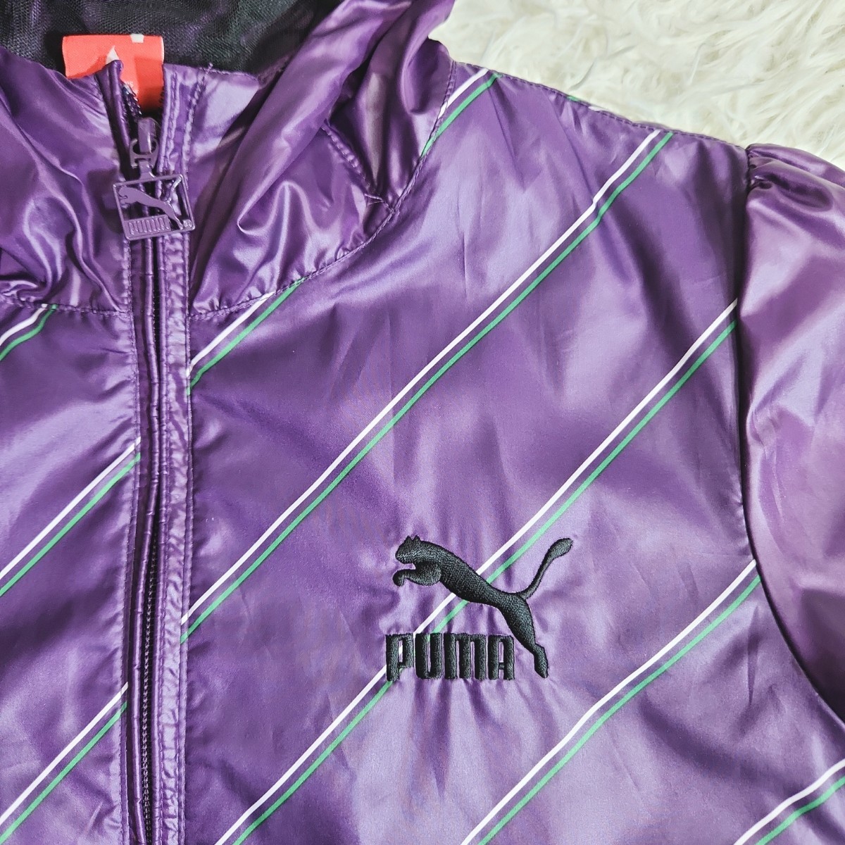 PUMA フード付きウインドブレーカー・表記サイズM 濃い紫パープル ジップアップ ランニング・ジョギング・スポーツ全般 82384_画像4