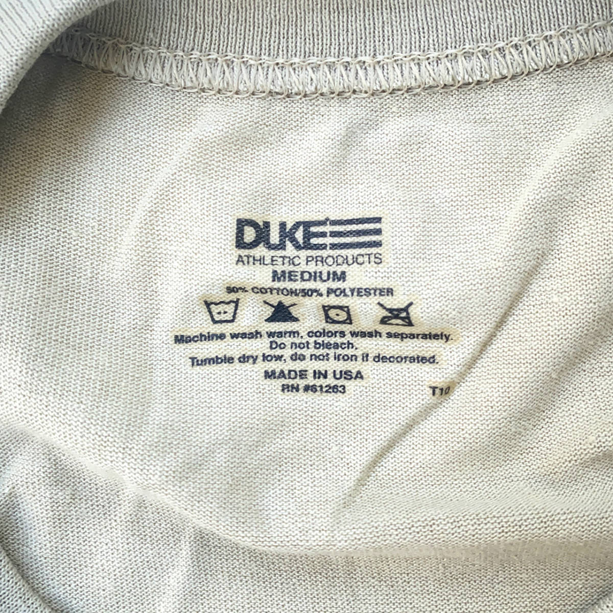 DUKEアメリカ軍デッドストック無地 Tシャツ M サンド MEDIUM米軍USA製ミリタリー軍物/新品ポリエステル/コットン未使用50/50デユーク_画像7
