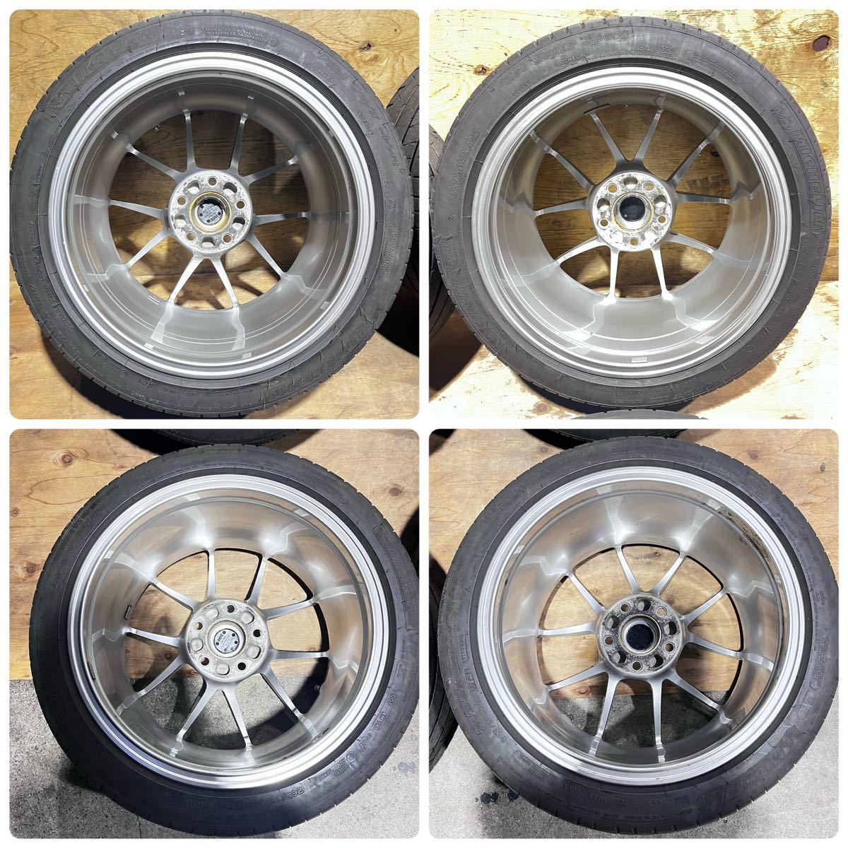 シ 美品★BBS RI-A028 PCD120 5H 18インチ 9.5J+27 10.5J+25 ホイール＆タイヤ 4本セット 265 35/285 35R18 BMW M3 レクサス LS FK2_画像7