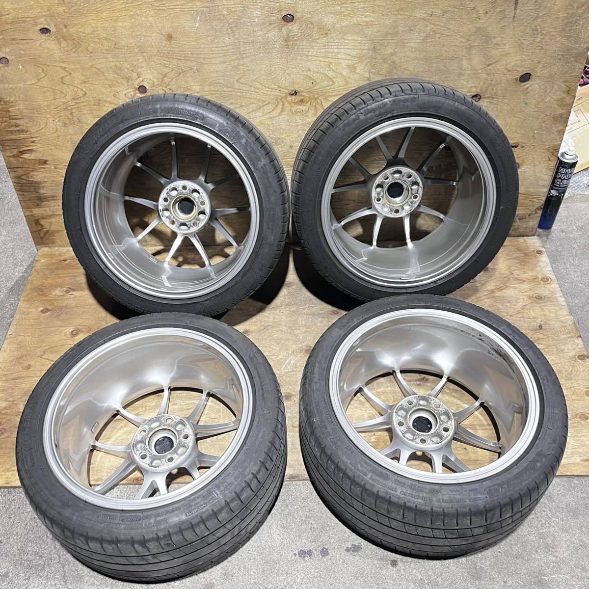 シ 美品★BBS RI-A028 PCD120 5H 18インチ 9.5J+27 10.5J+25 ホイール＆タイヤ 4本セット 265 35/285 35R18 BMW M3 レクサス LS FK2_画像6