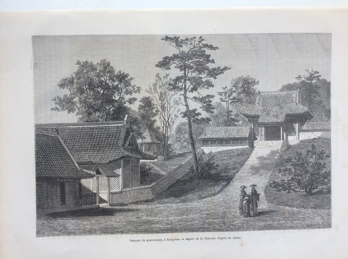 1866年 朝鮮 江華の知事府 丙寅洋擾 アンリ ジュウベル画 オリジナル木版画