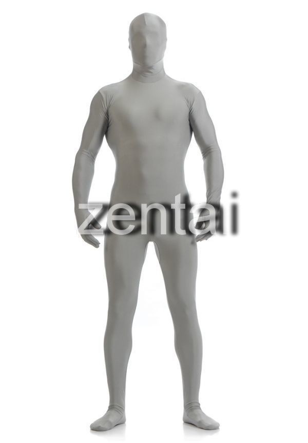 全身タイツ 薄いグレー 男性女性兼用 Lサイズ ゼンタイ コスプレ ZENTAI レオタード ボディースーツ 仮装 イベント コスチューム 戦隊_画像2