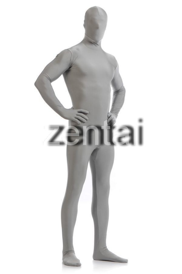 全身タイツ 薄いグレー 男性女性兼用 Lサイズ ゼンタイ コスプレ ZENTAI レオタード ボディースーツ 仮装 イベント コスチューム 戦隊_画像3