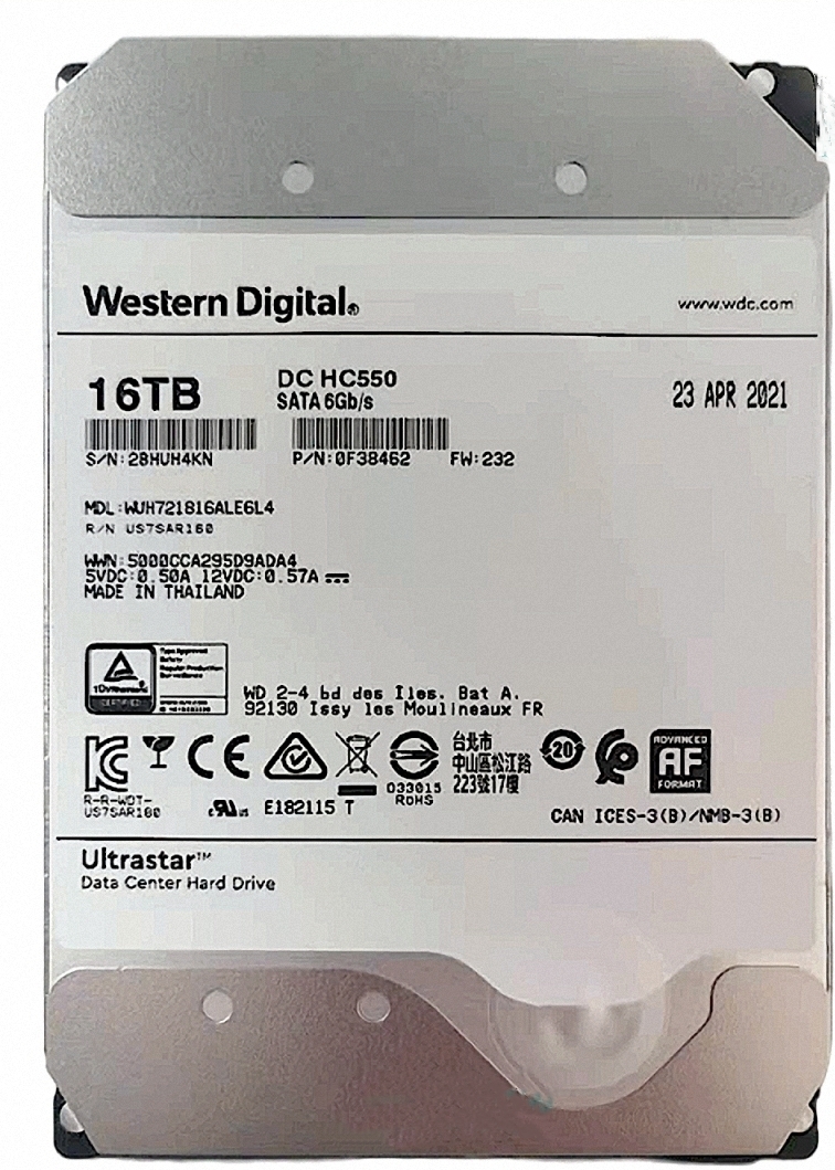 HDD Western Digital WUH721816ALE6L4 16TB 3.5インチ7200rpm 6Gb/s