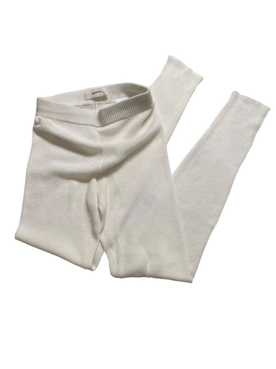 [ beautiful goods ]TODAYFUL Today full sia- knitted leggings pants slit white F