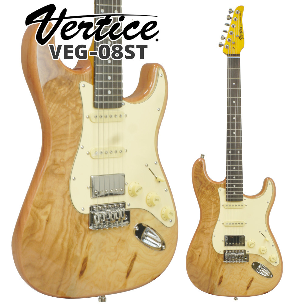 Vertice エレキギター ストラトタイプ ステンレスフレット ネック・弦高調整済み VEG-08ST NATURAL