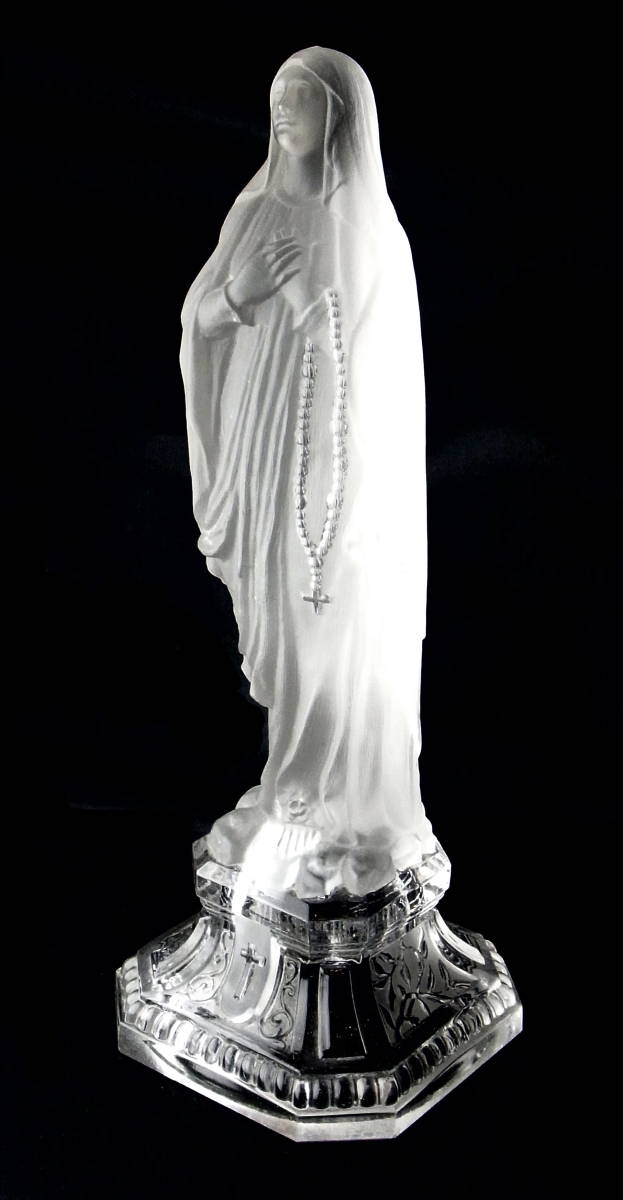 最適な価格 稀少 OLD 上質クリスタル アンティーク 立像 十字架 26㎝ notre-dame-de-lourdes ルルドの聖母 聖母マリア像 オールドバカラ BACCARAT クリスタルガラス