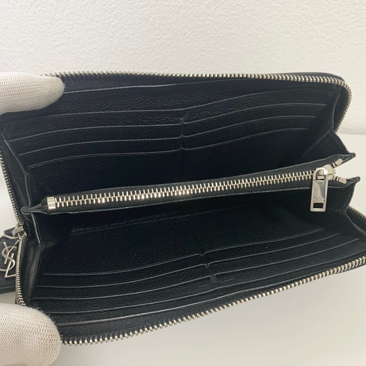美品】サンローラン 長財布 カサンドラ YSL ラウンド レザー ブラック
