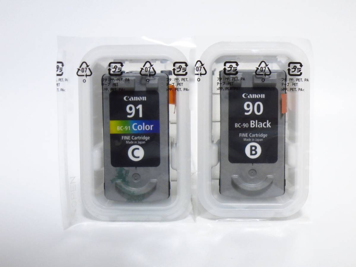 キヤノン 純正インク BC-91(3色カラー)/BC-90(ブラック)【2個セット】大容量_画像1