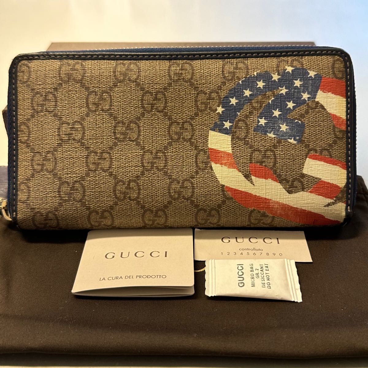 新品同様! グッチ GUCCI 財布 長財布 GGスプリーム ラウンドファスナー