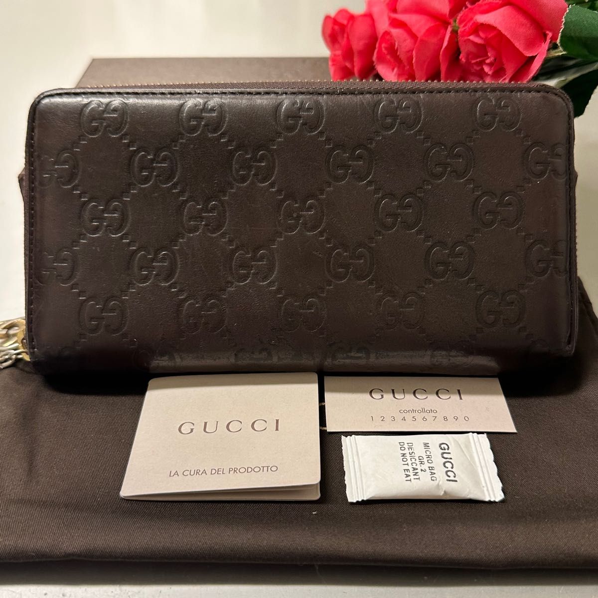 未使用に近い‼️ グッチ GUCCI 財布 長財布 シマレザー ラウンド