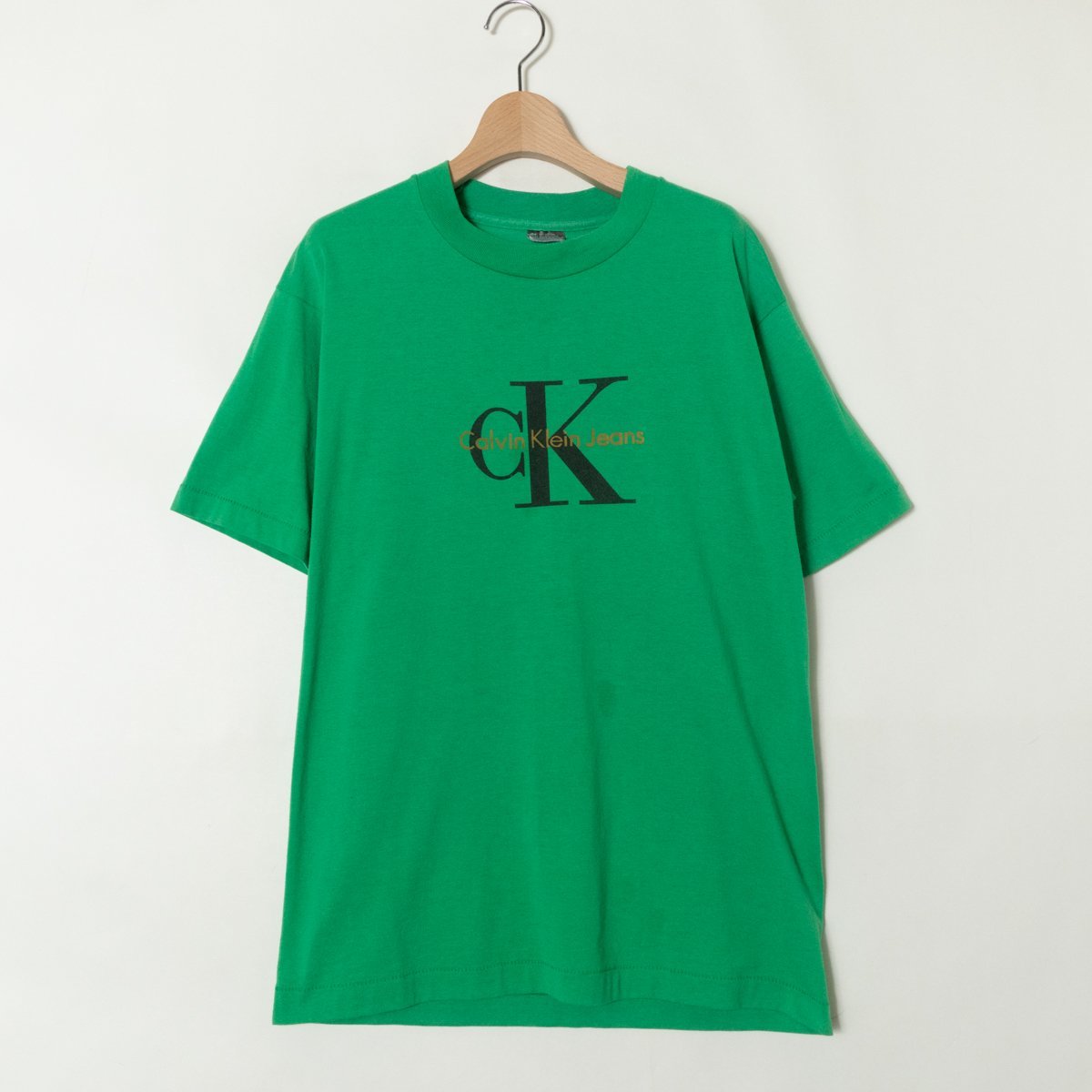 Calvin Klein Jeans カルバン クライン ジーンズ Tシャツ ロゴ トップス カットソー 半袖 Mサイズ 綿 コットン グリーン 緑 カジュアル_画像1