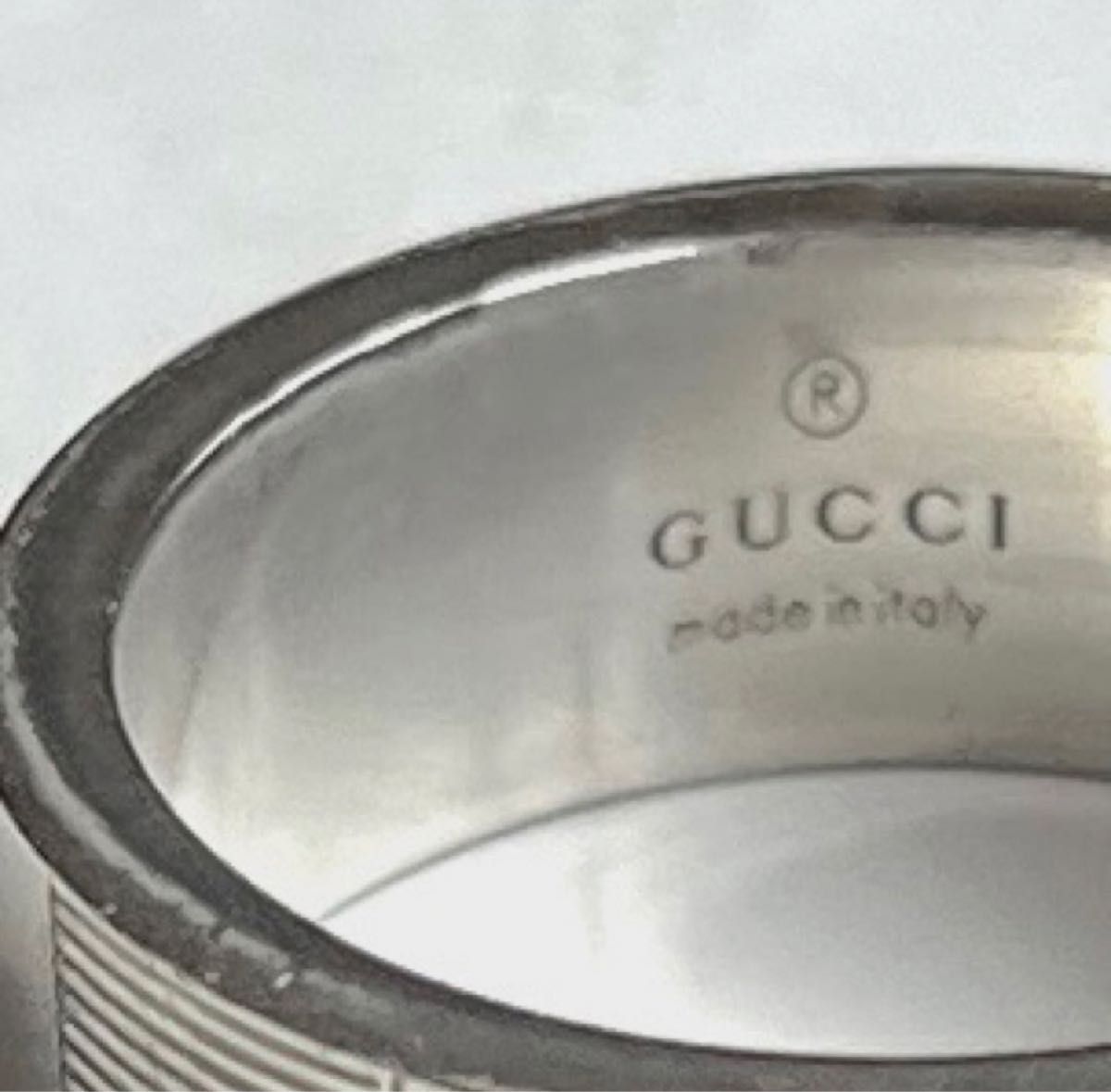 GUCCIグッチブランデッド Gカット925silverリング約18号