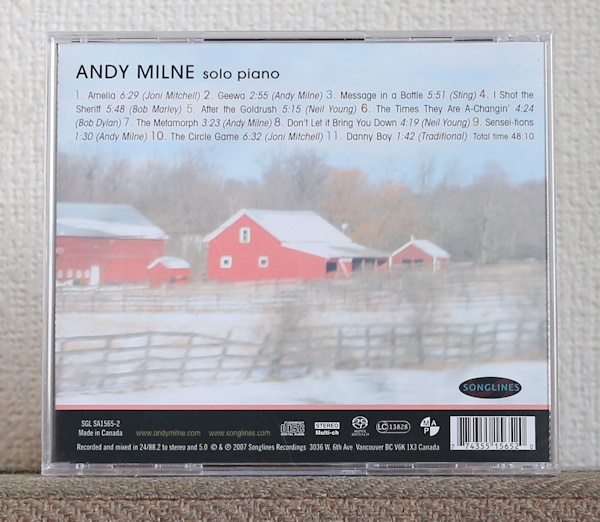 品薄/高音質CD/SACD/JAZZピアノ/Andy Milne/作曲：ジョニ・ミッチェル/ニール・ヤング/ボブ・ディラン/Joni Mitchell/Neil Young/Bob Dylan_画像2