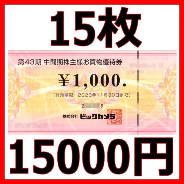 ビックカメラ 株主優待券 15000円分□23/11商品券ソフマップビッグ