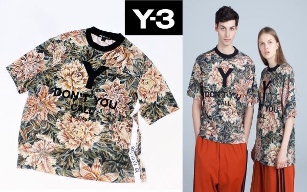 正規品 Y-3 YOHJI YAMAMOTO adidas フラワー総柄 LOGO T-SHIRT