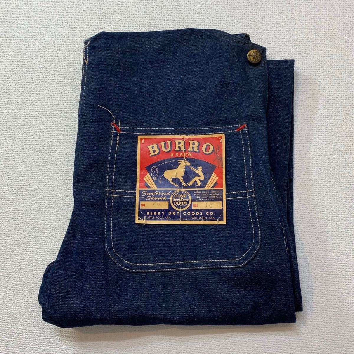 K121 希少 デッドストック BURRO BRAND デニム オーバーオール キッズ 10 vintage ビンテージ 8oz バローブランド dead stock