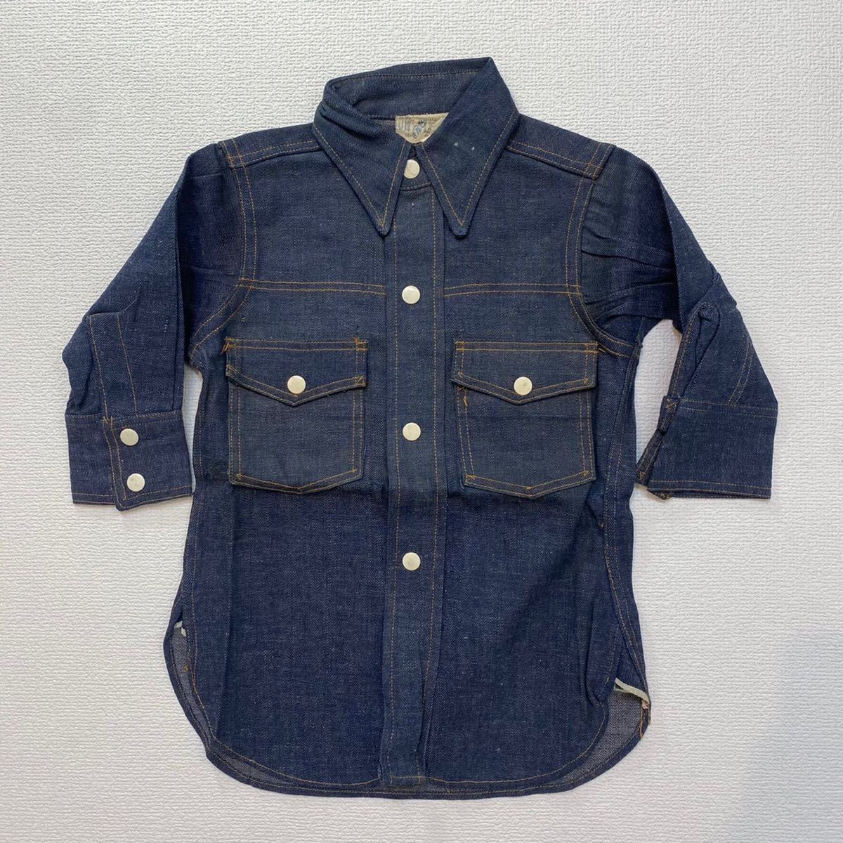 K129 希少 デッドストック 50 年代 アメリカ 製 TUF NUT デニム ウエスタン シャツ B999 キッズ 2 vintage ビンテージ DENIM Western shirt_画像1