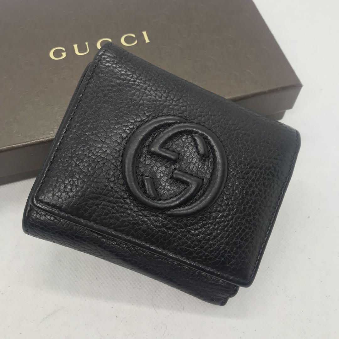 希少 GUCCI グッチ 折り財布 ソーホー インターロッキング 小銭入れ