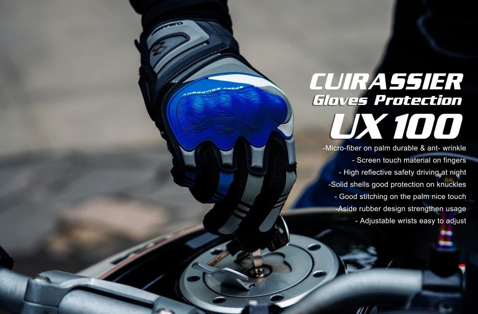 XLサイズ バイク グローブ XL ブルー 青 あお 手袋 バイク用 オートバイ 春 夏 ナックルガード スマホ スマホタッチ UX-100 CUIRASSER_画像3