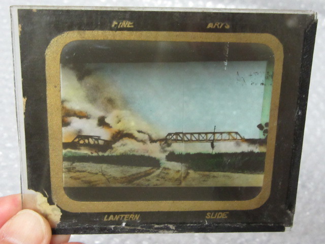 Старое фото/стеклянное фото/стеклянная тарелка/слайд/Железный мост взрыв? взрыв? /После Showa War/Retro Rare Rare
